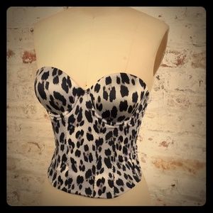 Victoria's Secret Silver Leopard Print Bustier